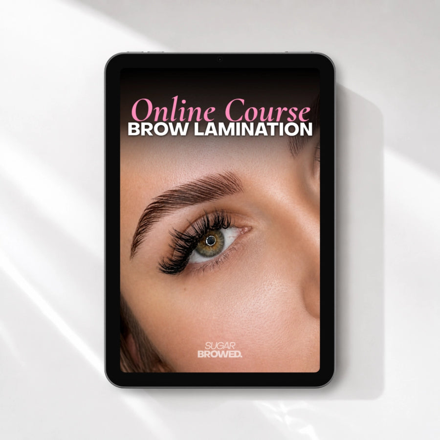 Online Brow Lamination Course by Sugar Browed featuring professional brow lamination training.