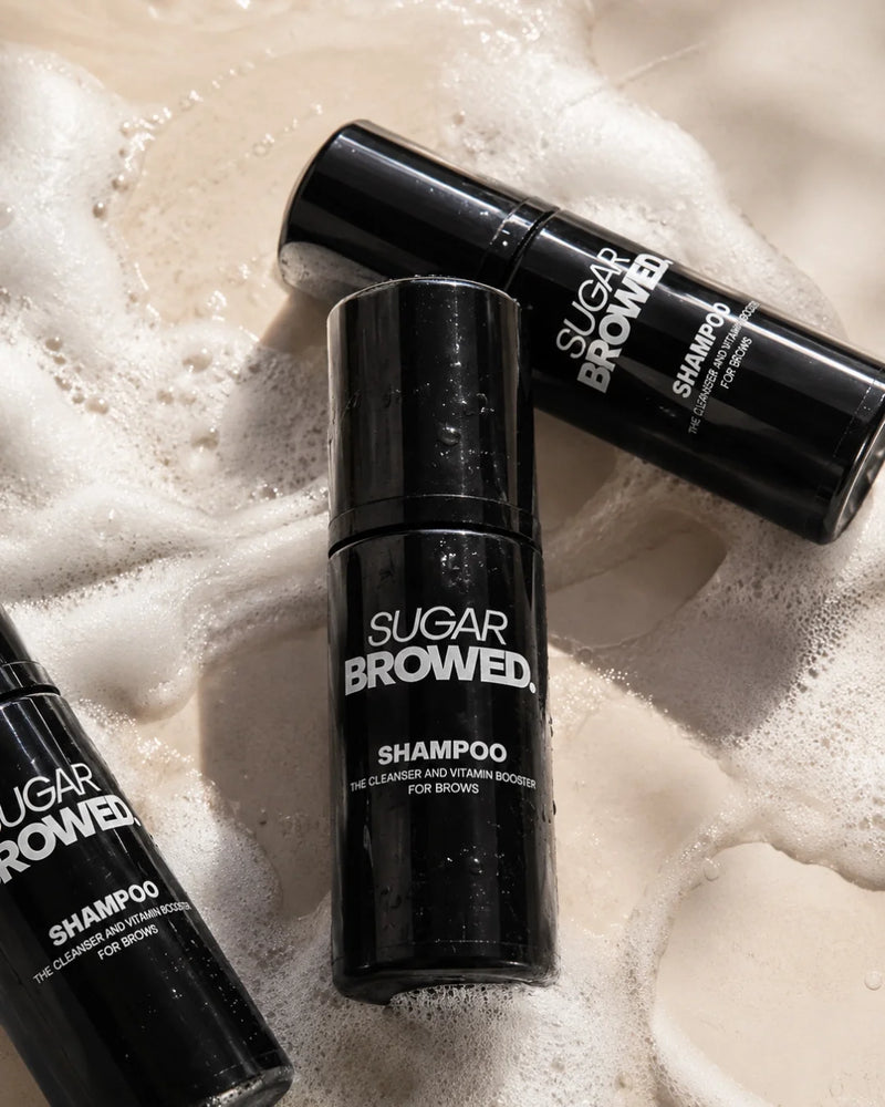 professional brow shampoo cleanser with vitamin booster formula for clean and healthy brows by Sugar Browed