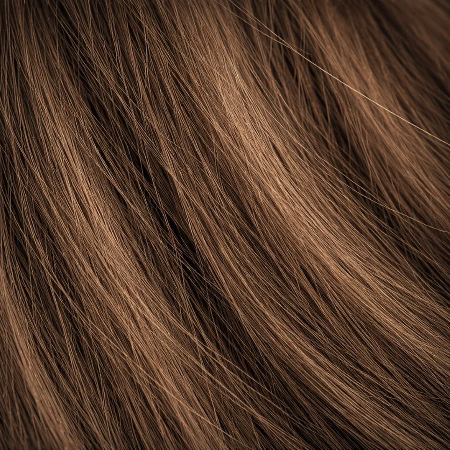 Medium brown brow extension hair texture in Cappucino shade for natural brow extensions and professional brow styling
