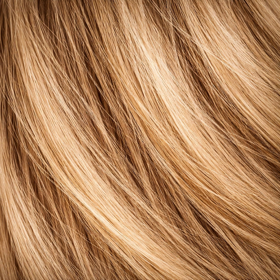 Blonde brow extension hair texture in Golden Biscuit shade for professional brow extensions and natural brow styling

