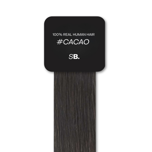 Cacao shade real human eyebrow hair extension by Sugar Browed – rich dark brown tone for bold, natural-looking brows using 100% human hair.