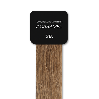 Caramel shade real human eyebrow hair extension by Sugar Browed – 100% natural hair in warm caramel tone for fuller, natural-looking brows.