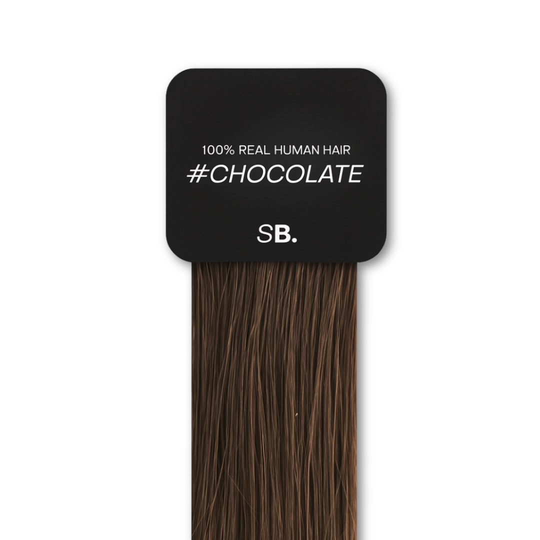 Chocolate shade real human eyebrow hair extension by Sugar Browed – warm, rich brown color made from 100% natural human hair for full and natural-looking brows.