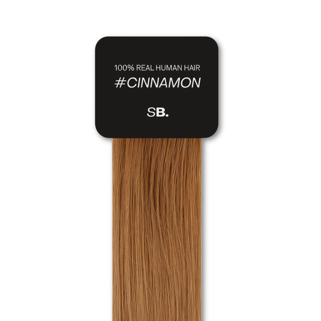 Cinnamon shade real human eyebrow hair extension by Sugar Browed – warm reddish-brown brow color made from 100% natural human hair for a soft, natural look.