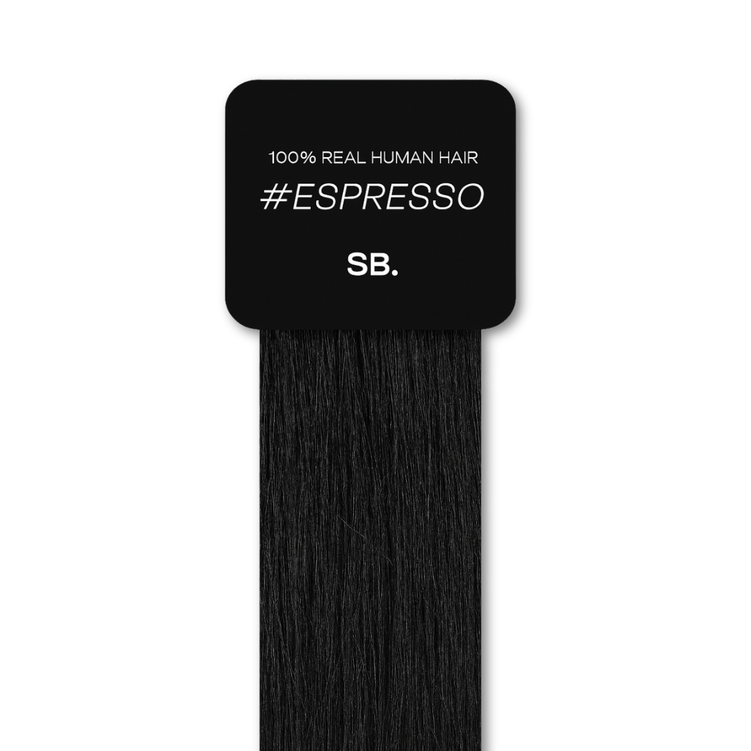 Espresso shade real human eyebrow hair extension by Sugar Browed – 100% natural hair in deep cool brown for defined, full-looking brows.
