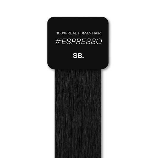 Espresso shade real human eyebrow hair extension by Sugar Browed – 100% natural hair in deep cool brown for defined, full-looking brows.