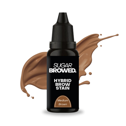 SUGAR BROWED. Henna-Free Liquid Hybrid Brow Stain for semi-permanent brow color, medium brown