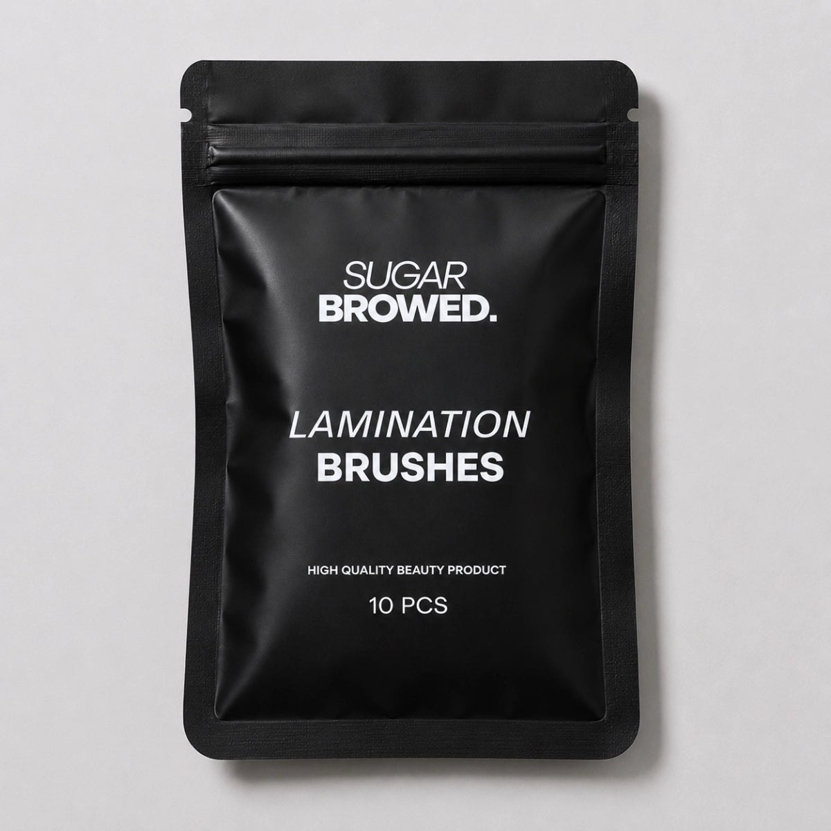 Fine, flexible disposable lamination brushes designed for precise application and styling of brow lamination treatments.