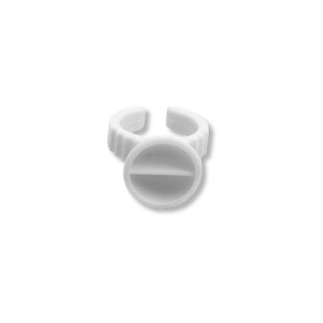 Adjustable glue rings for lash and brow artists, providing easy access to adhesive during treatments.