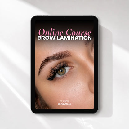 Online Brow Lamination Course by Sugar Browed featuring professional brow lamination training.