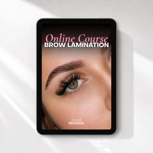 Online Brow Lamination Course by Sugar Browed featuring professional brow lamination training.