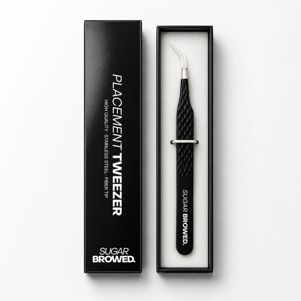 Sugar Browed placement tweezer for professional brow extensions and precise hair placement.
