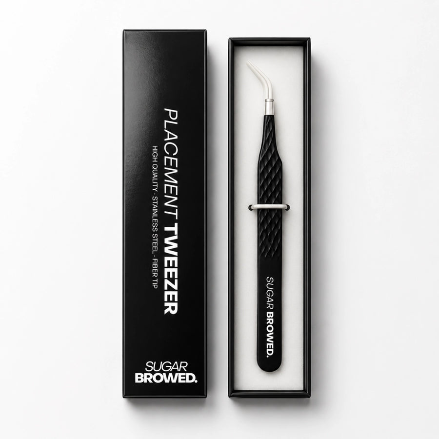 Sugar Browed placement tweezer for professional brow extensions and precise hair placement.
